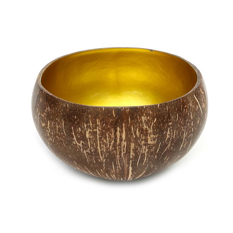 Bol de noix de coco en or naturel
