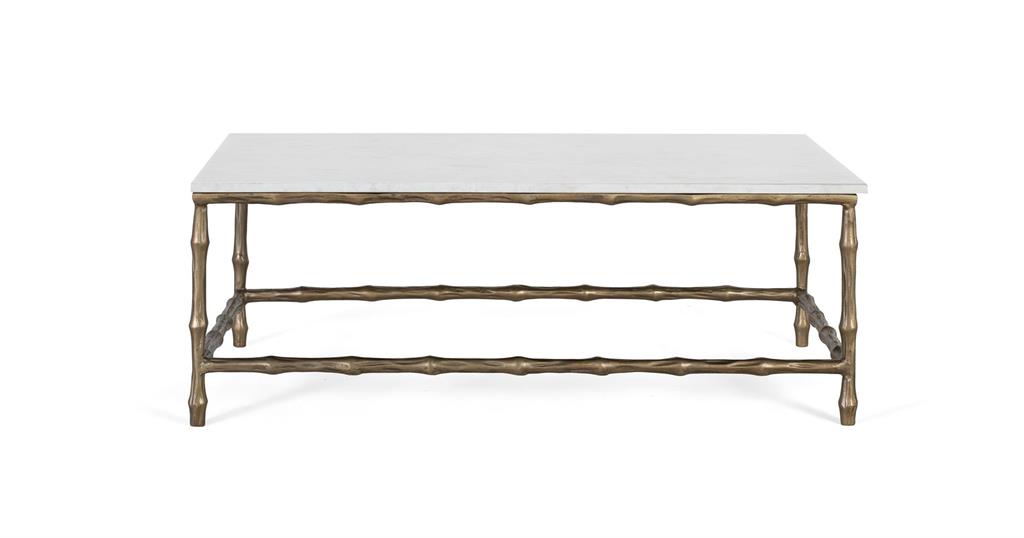 Table centrale avec base en métal et plateau en marbre