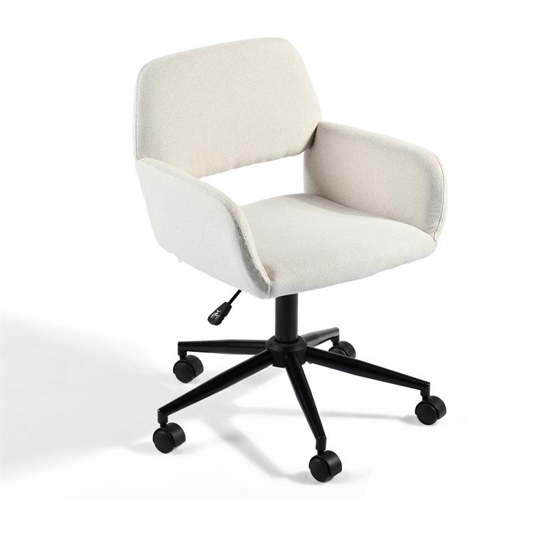 Chaise de bureau scandinave tissu beige pivotante hauteur réglable
