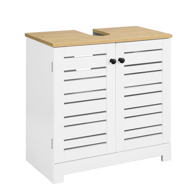 Meuble sous vasque effet bois blanc