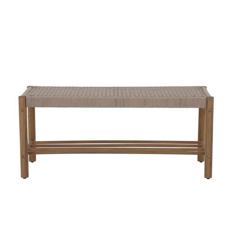 Banc intérieur et extérieur  en bois d'acacia et corde beige