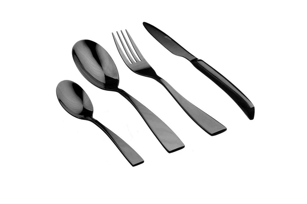 Lot de 24 ménagères en inox noir D
