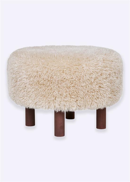 Pouf rond imitation fourrure poils longs House Nordic - HN-1501118