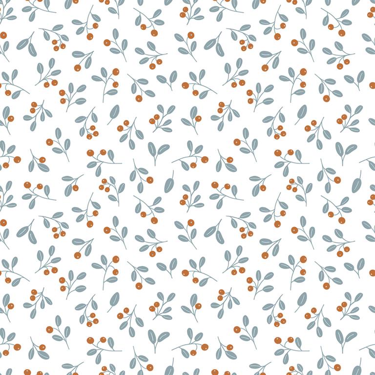 Papier peint Wild Berries blanc et camel 
