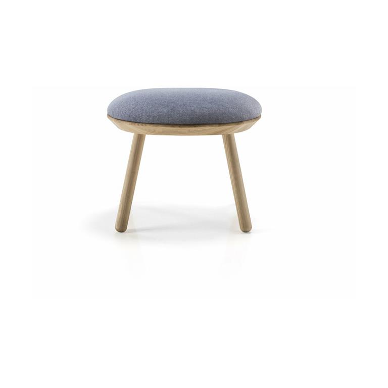 Tabouret en frêne et tissu bleu Naïve - Emko