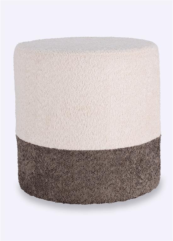 Pouf clair bicolore rond aspect laineux - KP-AAK400030 - Beige - Polyester - Taille 