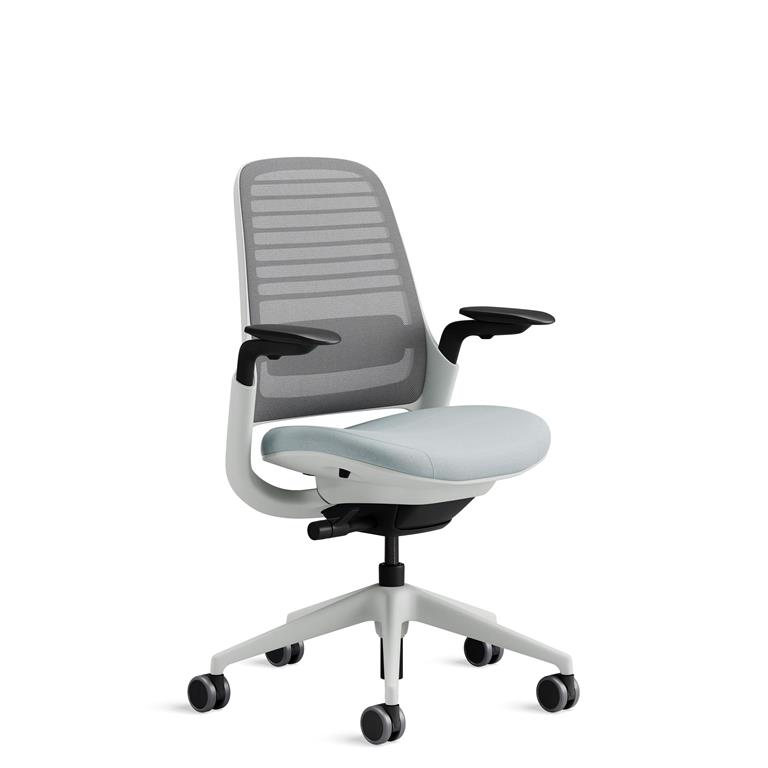 Chaise de bureau ergonomique en tissu bleu 66 x 64 x 92