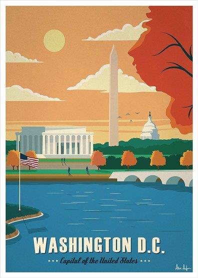Affiche vintage 50 x 70 cm Washington - Sergeant Paper