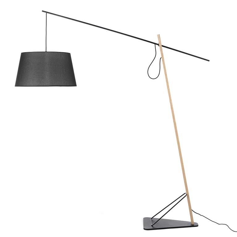 Lampadaire en noir et bois de chêne