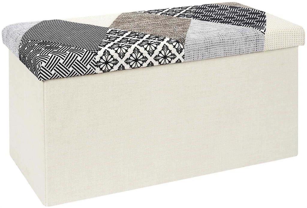 Banc coffre pliable patchwork gris
