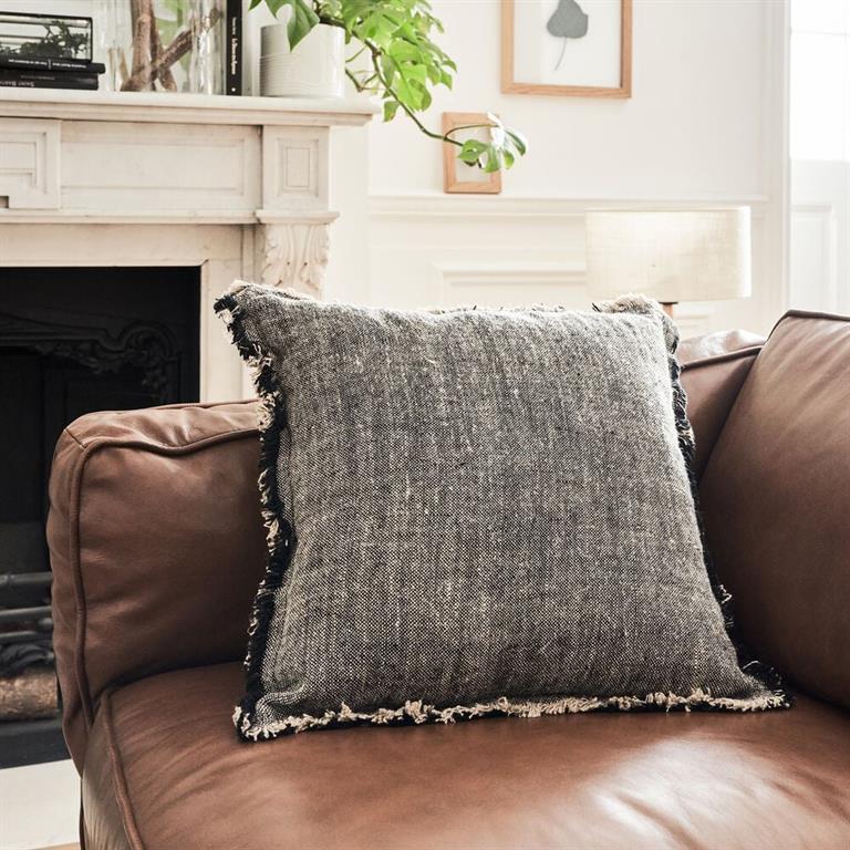 Coussin en lin chambray - noir 45x45cmMALLAWI