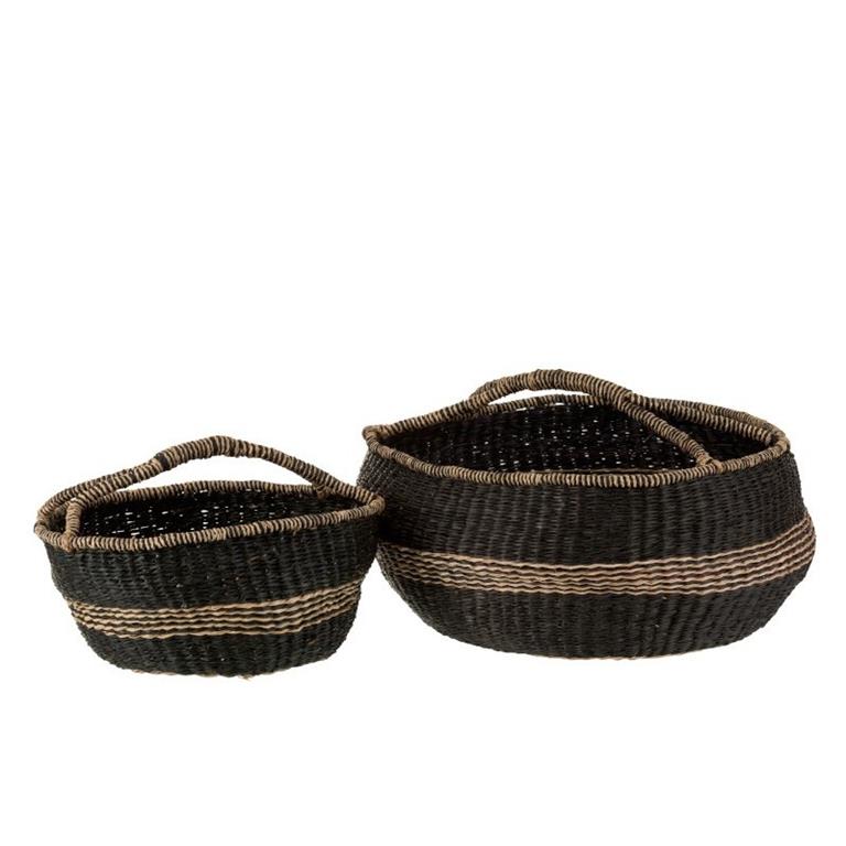 Paniers ronds noirs H26cm - Lot de 2