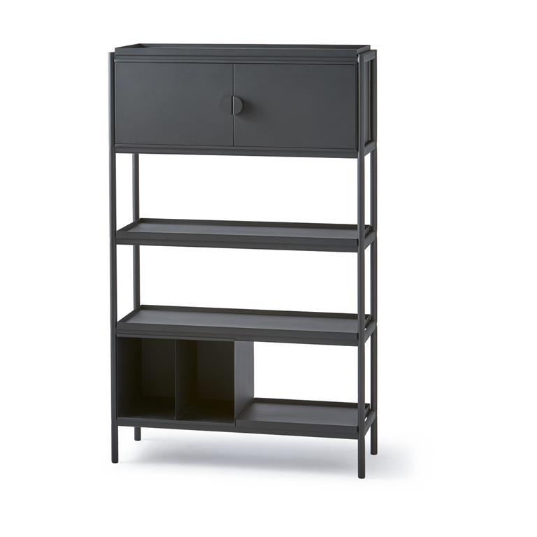 Meuble de rangement en métal noir 182 x 112 cm