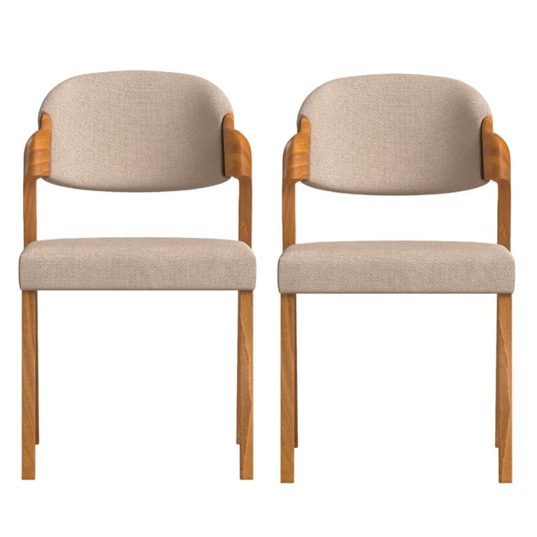 2 Chaises en tissu recyclé fabriqué à la main couleur brun clair