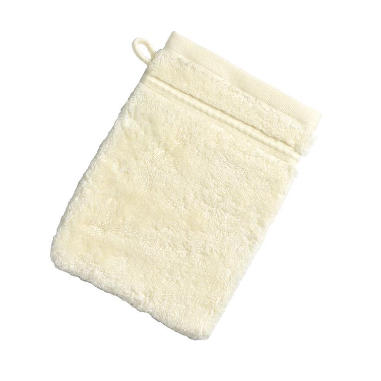 Lot de 2 gants de toilette 15x21 blanc ivoire en coton