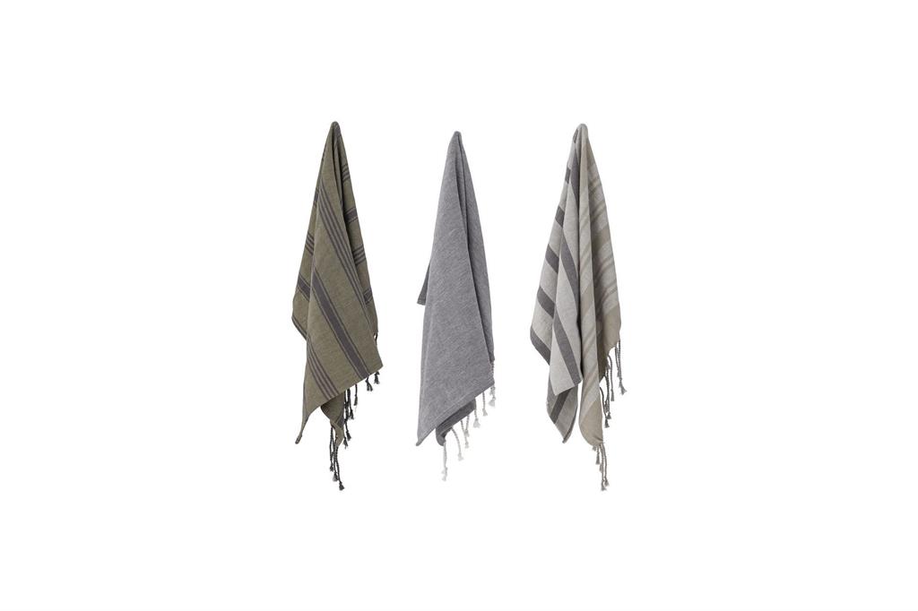 Torchons en coton gris lot de 3