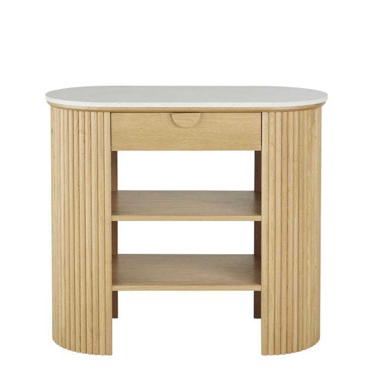 Meuble bas de cuisine 1 tiroir et terrazzo blanc