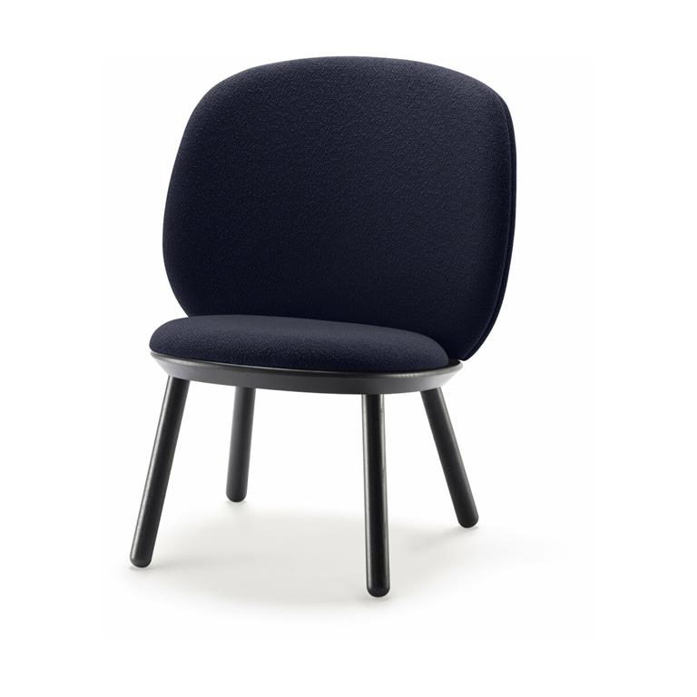 Fauteuil en frêne et tissu bleu marine Naïve - Emko
