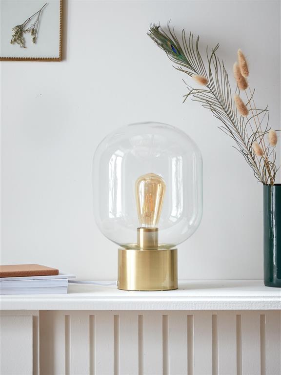 Lampe globe à poser transparent / doré