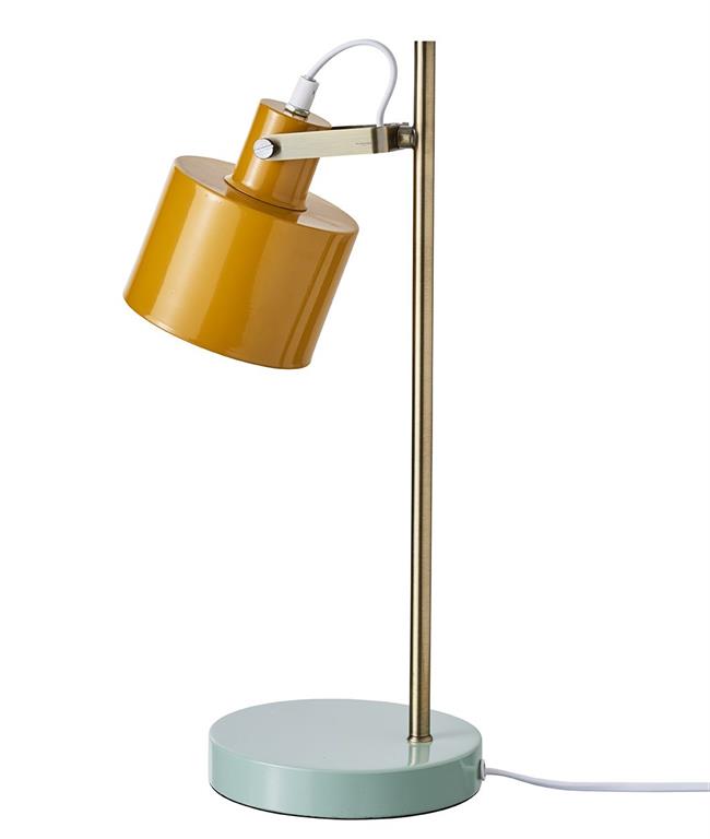 Lampe à poser en métal curry laiton turquoise