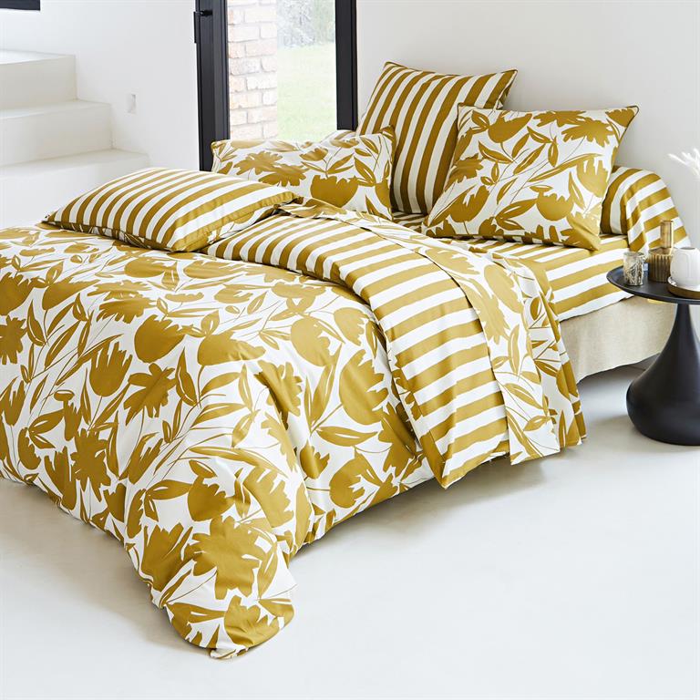 Housse de couette 200x200 jaune ocre en coton