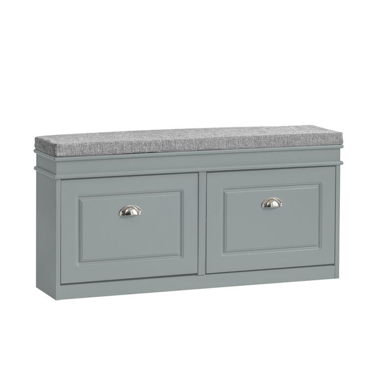 Banc de rangement à chaussures 2 abattants effet bois gris clair