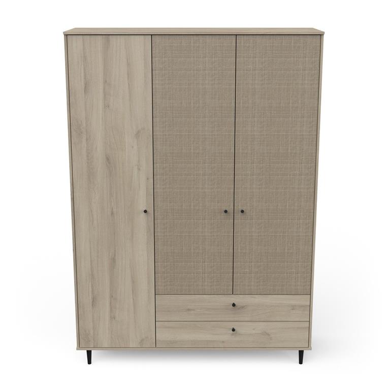 Armoire 3 portes ouvrantes et 2 tiroirs - H221 cm - Marron