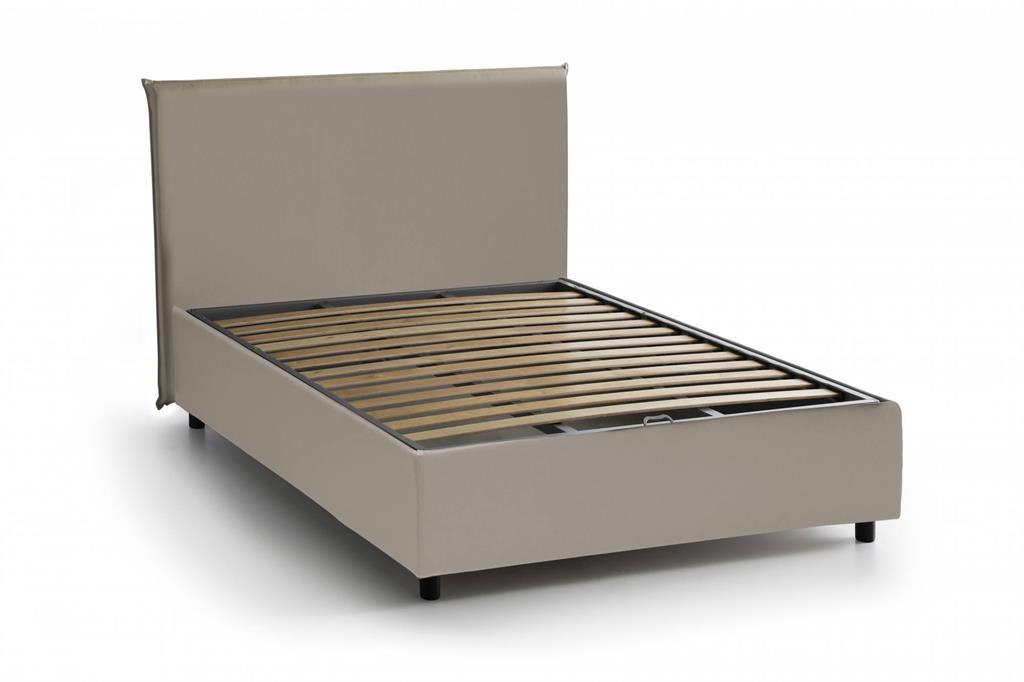 LIT DOUBLE - Lit coffre avec revêtement en éco-cuir, 100% Made in Italy, Ouverture frontale, adapté pour matelas 140x190 cm, gris tourterelle.  STRUCTURE - La structure du lit double ...