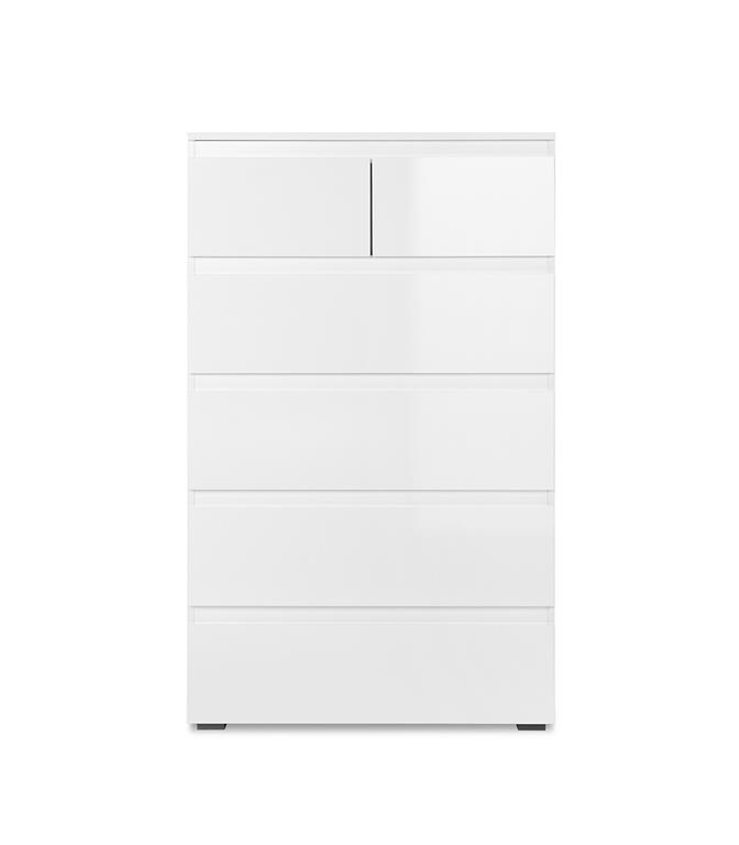 Commode 6 tiroirs L80 x H132 cm - Blanc