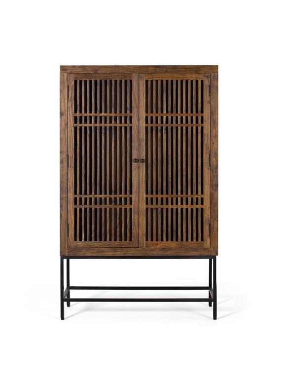 Armoire en bois d'acacia et métal
