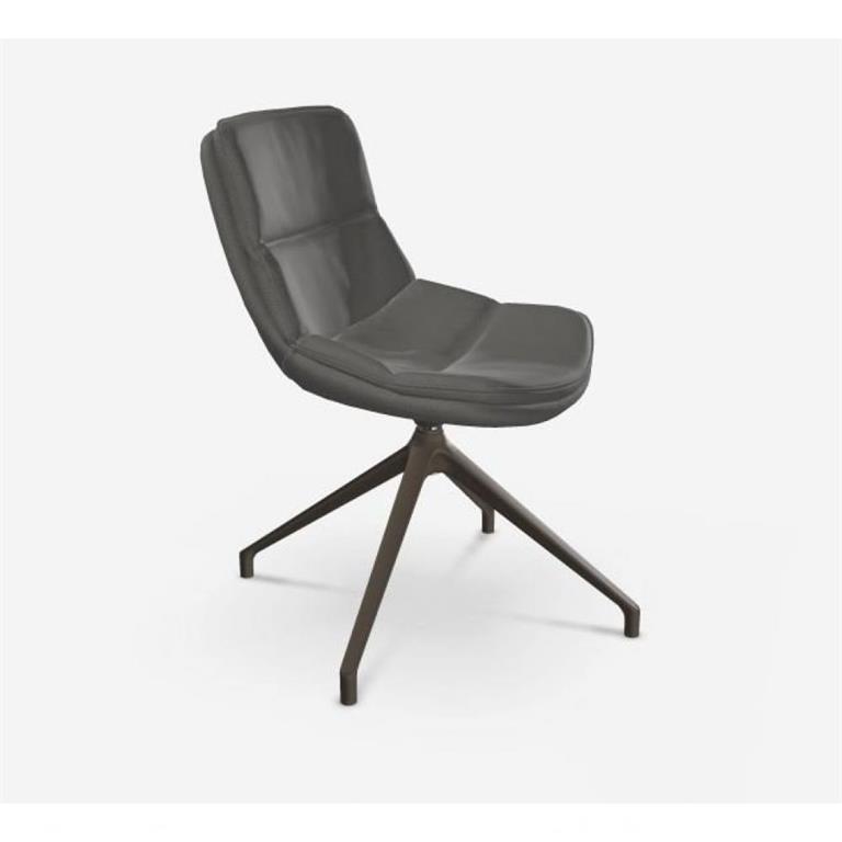 OZZIO SVEVA Fauteuil pivotant en cuir mastice avec piétement en métal bronze
