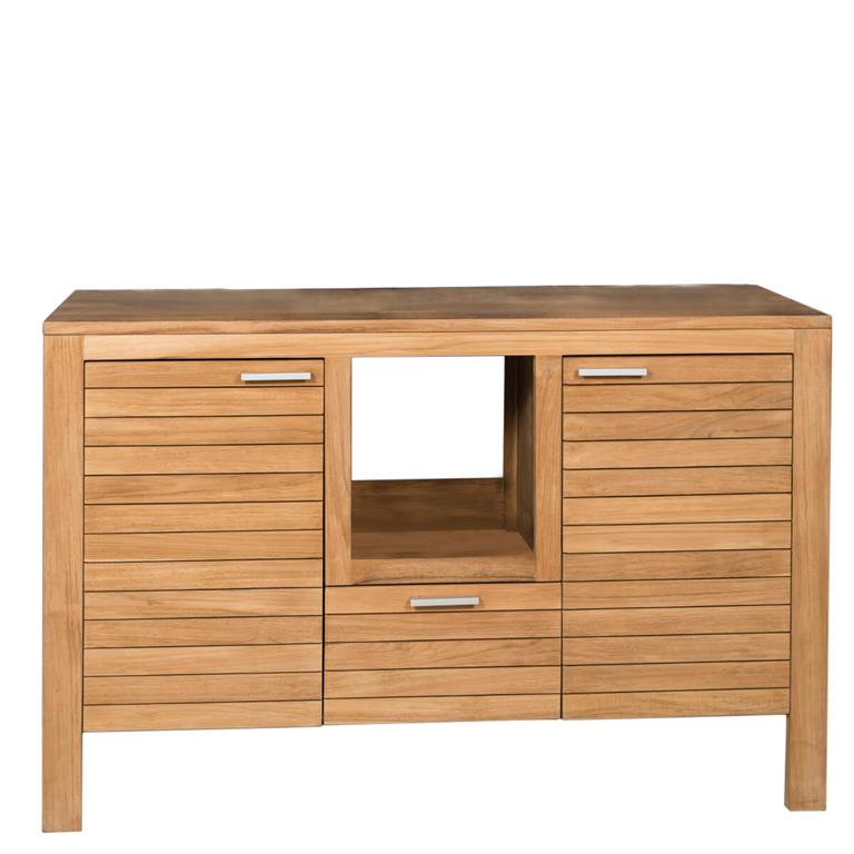 Meuble sous vasque en teck 2 portes 1 tiroir L120cm