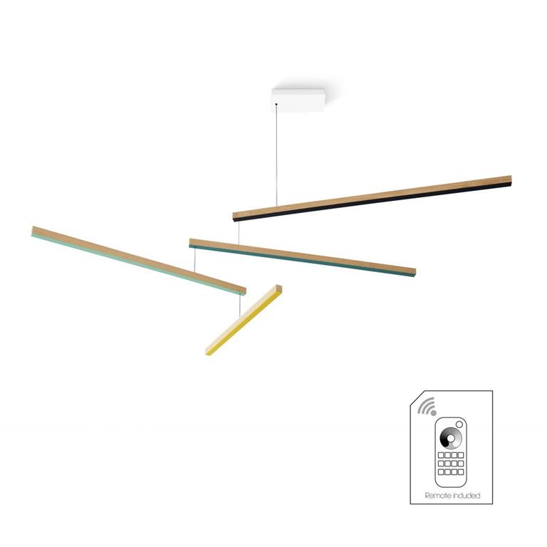 Mobile suspension tasso thé dimmable en bois multicolore