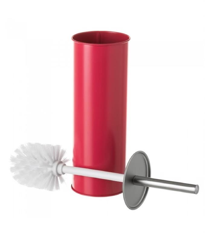 Balai brosse WC en métal rouge