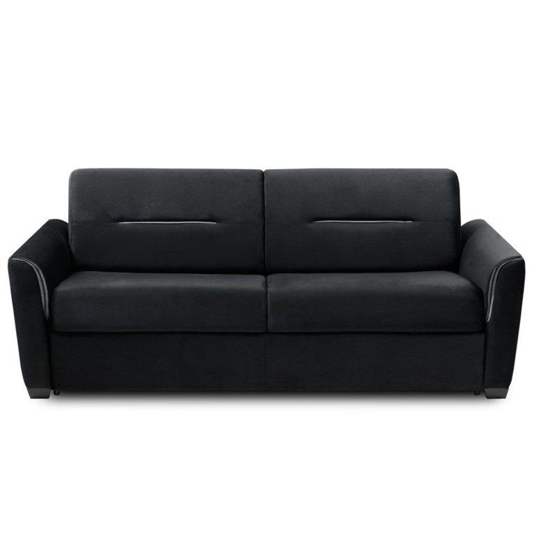 Canapé convertible EXPRESS AMAZONE 160cm matelas 16cm  sommier lattes cuir vachette noir