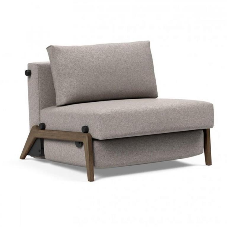 Fauteuil convertible lit 90 cm ILB 500 chêne fumé tissu Corocco Warm Grey