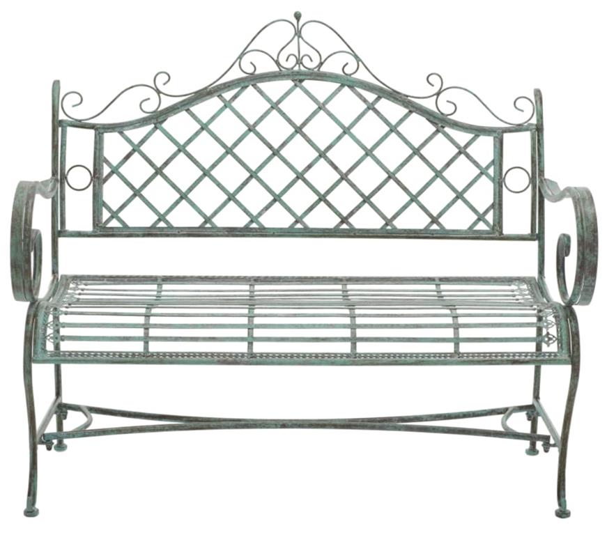 Banc en fer vert foncé antique