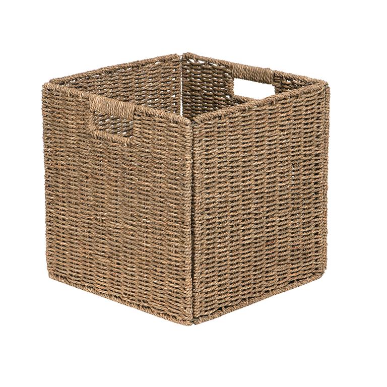 Panier de rangement pliable en jonc de mer 31x31x31cm