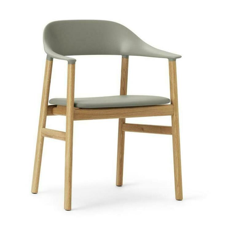 Chaise avec accoudoirs en chêne et cuir vert Herit Spectrum Leather Dusty