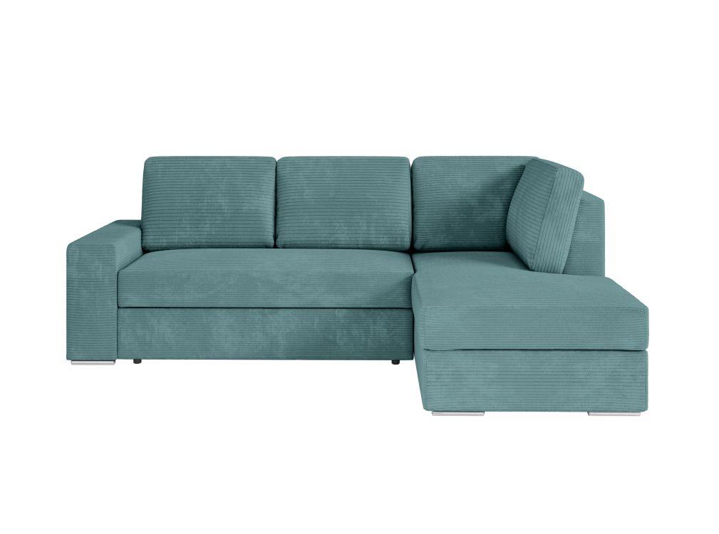 Canapé d'angle droit convertible en velours côtelé - Bleu clair