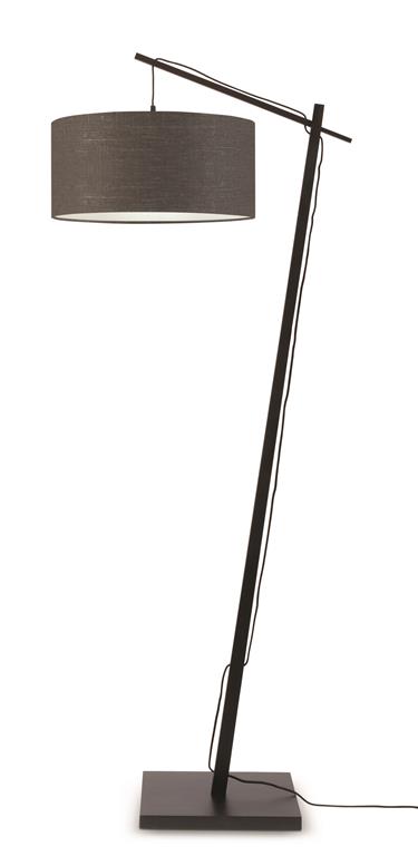 Lampadaire en bambou noir/lin H176cm