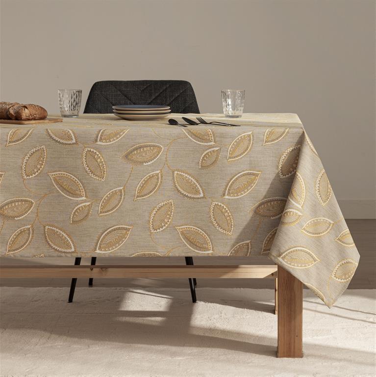 Nappe jacquard toucher tissu et traitement antitache  140x240 cm
