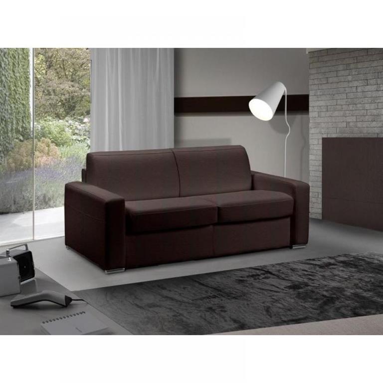 Canapé lit 3-4 places MASTER convertible EXPRESS 160 cm Cuir Marron MATELAS 18 CM INCLUS