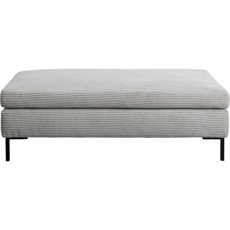 Repose-pieds en polyester côtelé gris et acier noir