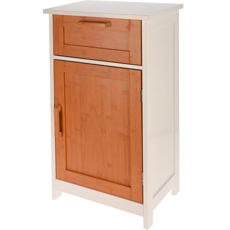 Table de chevet bois et blanc 1 tiroir et 1 placard 40x30x70cm