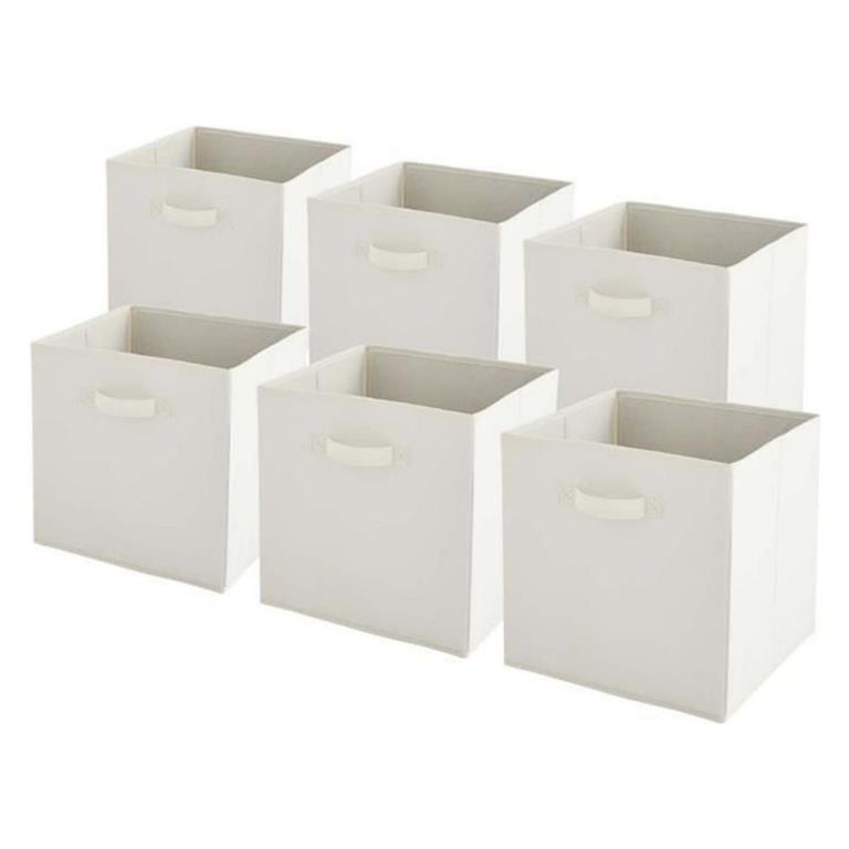 Lot de 6 paniers  pliables en tissu blanc 31x31x31cm