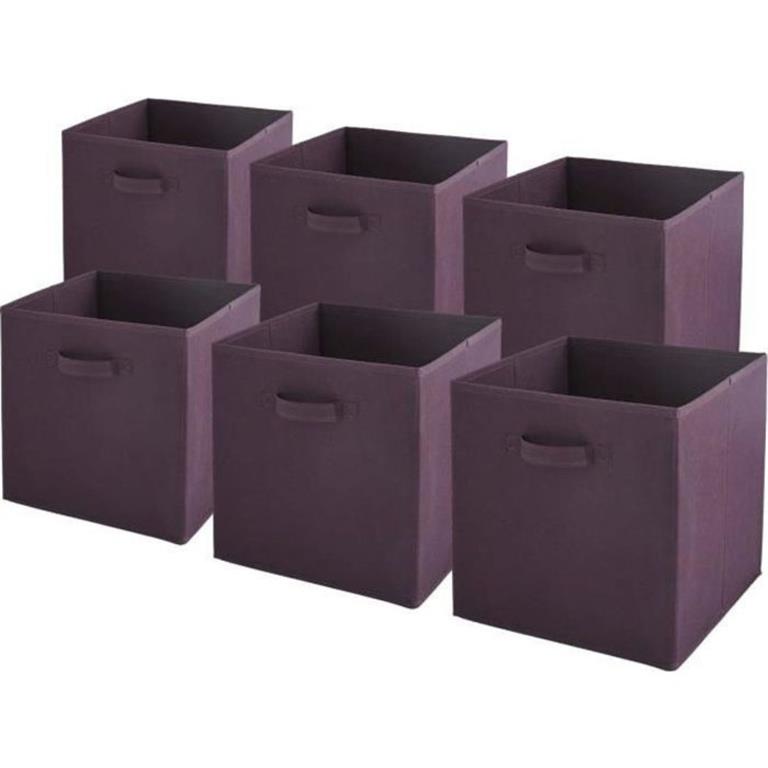 Lot de 6 paniers  pliables en tissu violet 31x31x31cm