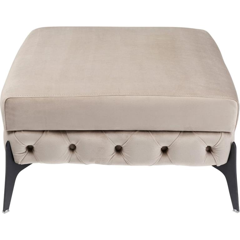 Pouf repose-pieds en velours beige