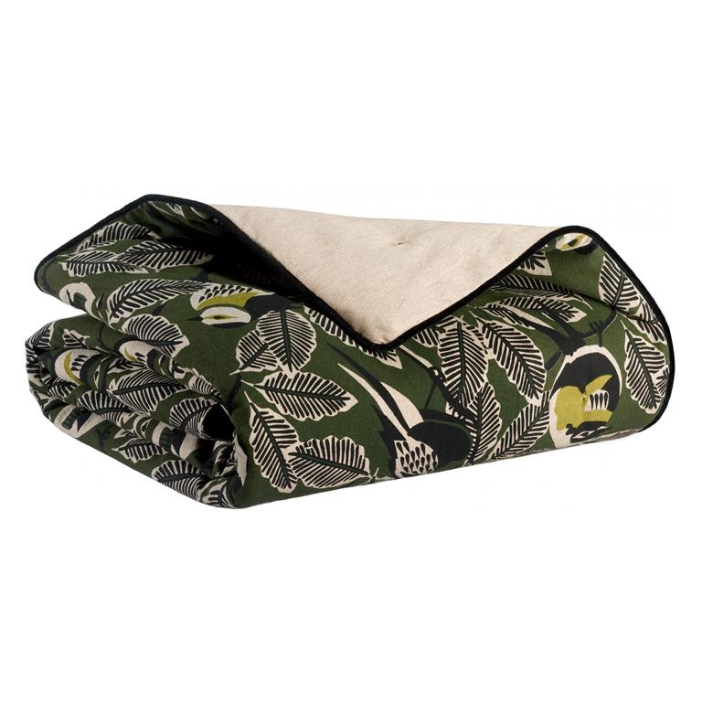 Plaid  en coton olive 135 x 200