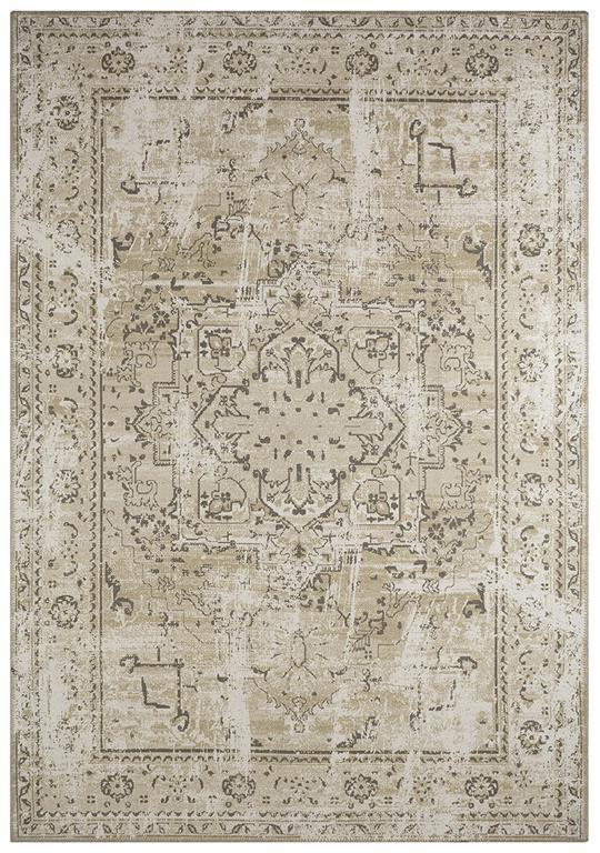 Tapis vintage motif fleuris effet usé vert pastel – 200x290